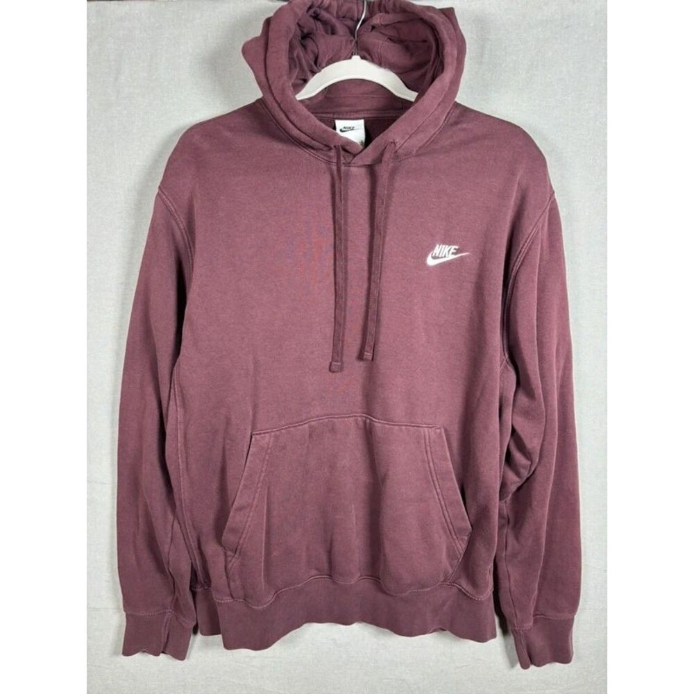 Nike Sportswear Hoodie Men’s Large Burgundy Maroon Pullover Sweatshirt